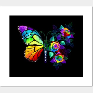 Rainbow flower butterfly Posters and Art